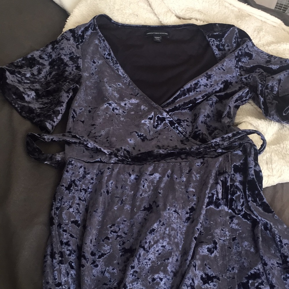 crushed velvet wrap dress